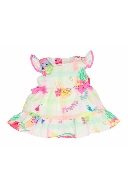 Vestido Com Babados Laços E Calcinha