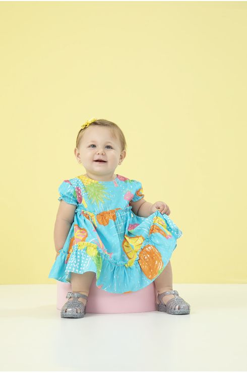 Vestido De Babadinhos Com Calcinha Estampado