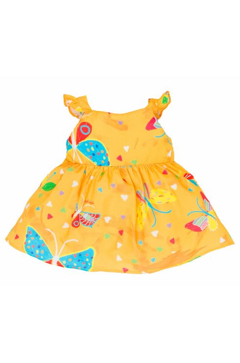 Vestido Estampado Alças Com Babado + Calcinha