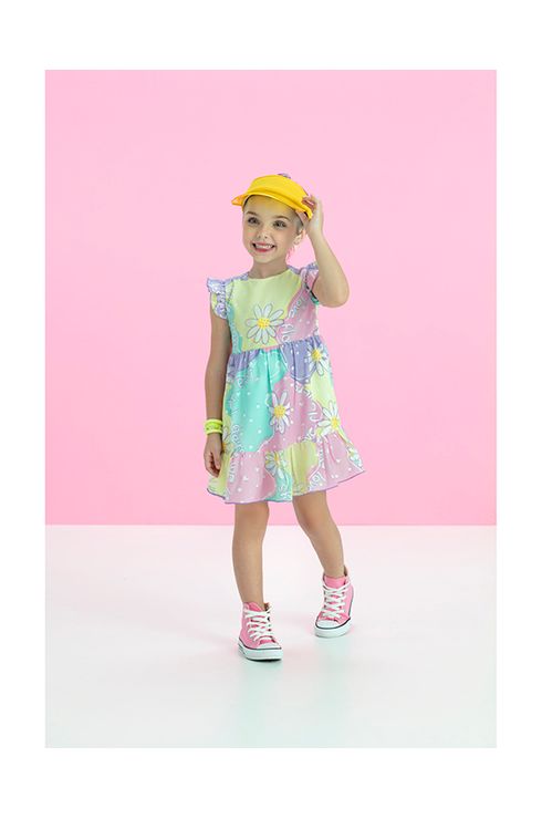 Vestido Com Mangas E Barra De Babado