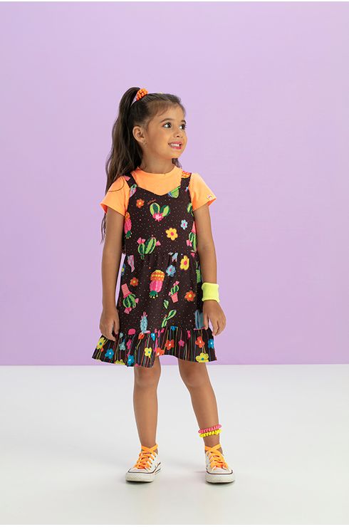 Vestido Estampado Com Blusa De Malha