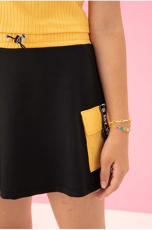 Saia Com Bolsos Laterais