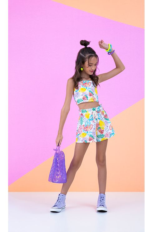 Short Clochard De Viscose Estampado