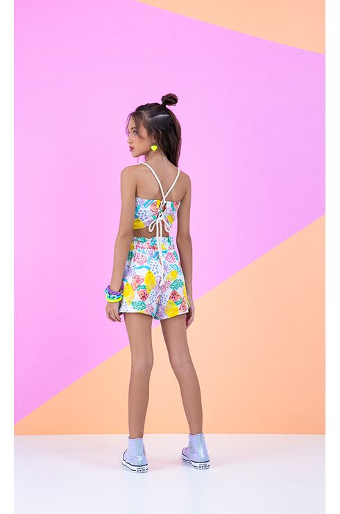 Cropped Com Alça E Amarração Costas Em Cordão