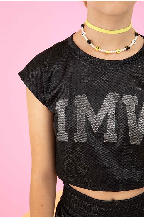 Blusa  Cropped Preto Brilhoso