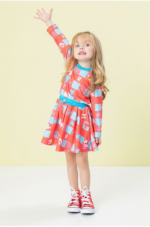 Vestido Manga Longa Malha Com Pregas