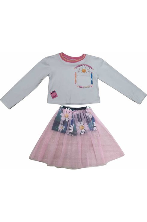 Conjunto Blusa Manga Longa E Short Saia