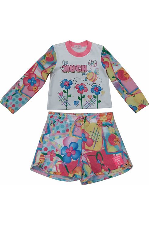 Conjunto Blusa Manga Longa E Short