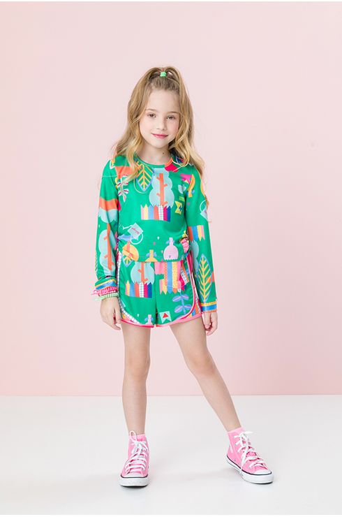 Conjunto Blusa Manga Longa E Short