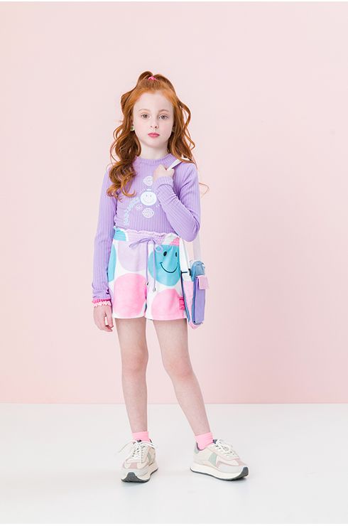 Conjunto Blusa Manga Longa E Short