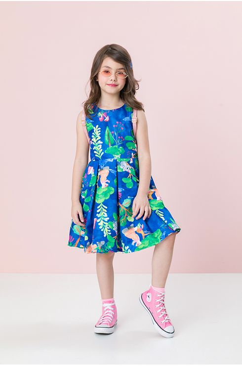 Vestido Pregas Estampado