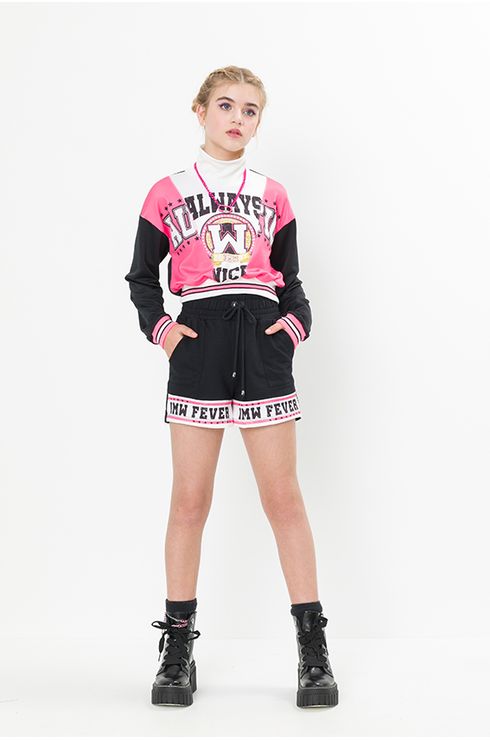 Blusa Manga Longa Cropped Com Retilinea