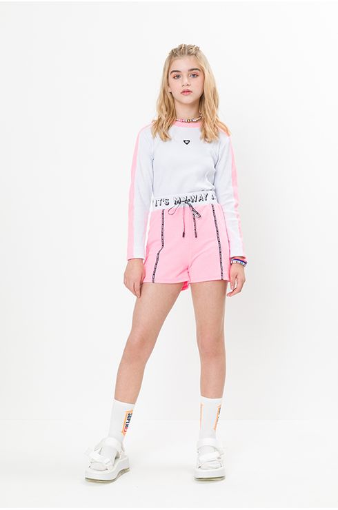 Short Moletom Com Cós Estampado