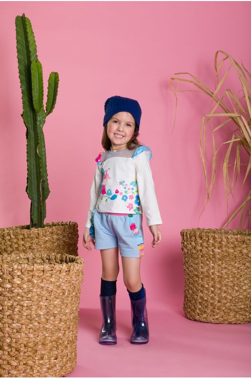 Conjunto Manga Longa Short E Blusa
