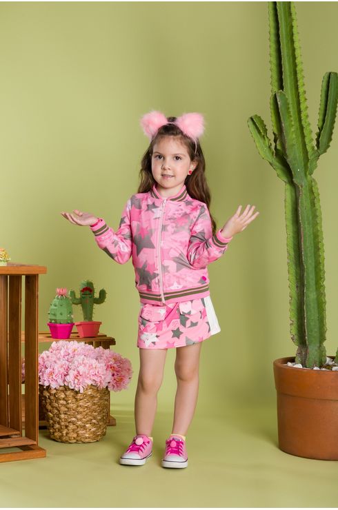 Jaqueta De Tela Estampada Com Retilínea