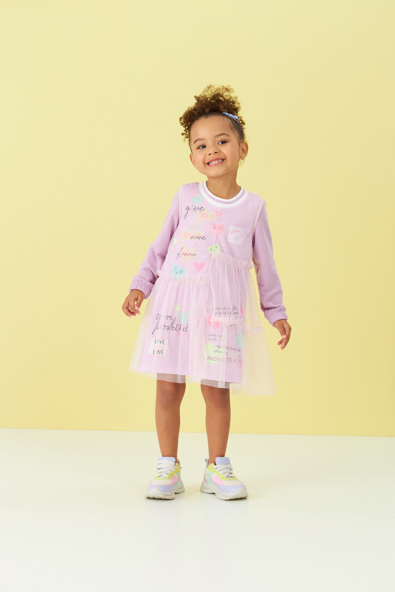 Vestido-Manga-Longa-Com-Sobreposicao-Em-Tule