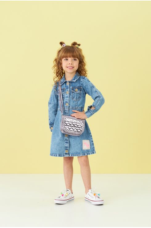 Vestido Manga Longa Jeans Evavê