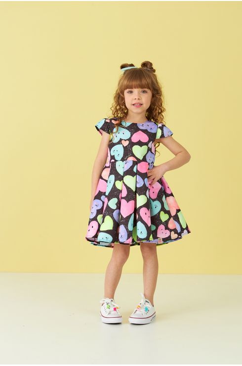 Vestido De Festa Estampado Com Manga
