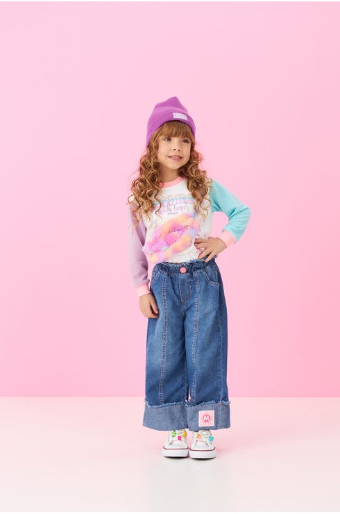 Blusa Manga Longa Com Pochete De Pelo Colors