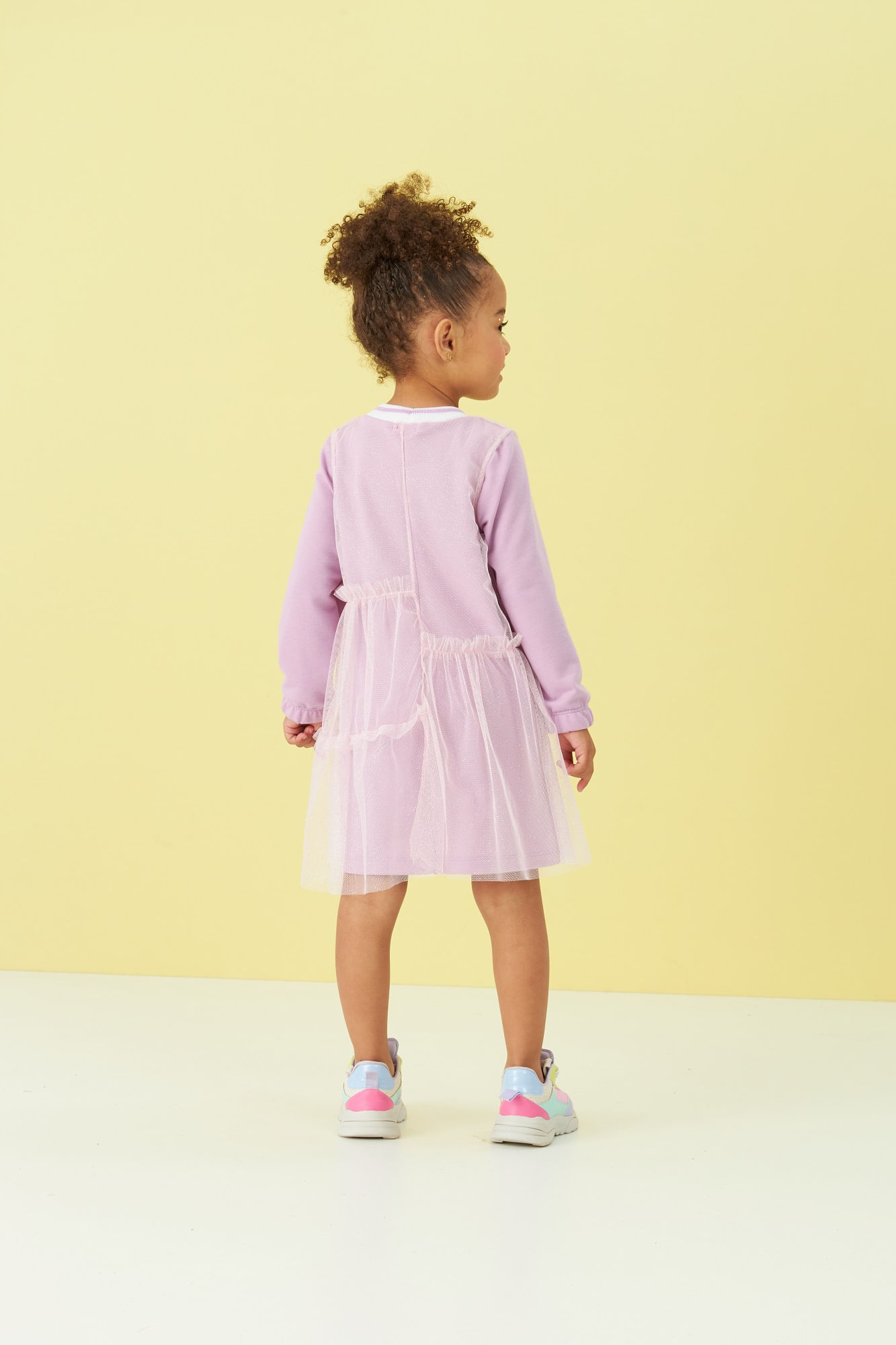 Vestido-Manga-Longa-Com-Sobreposicao-Em-Tule