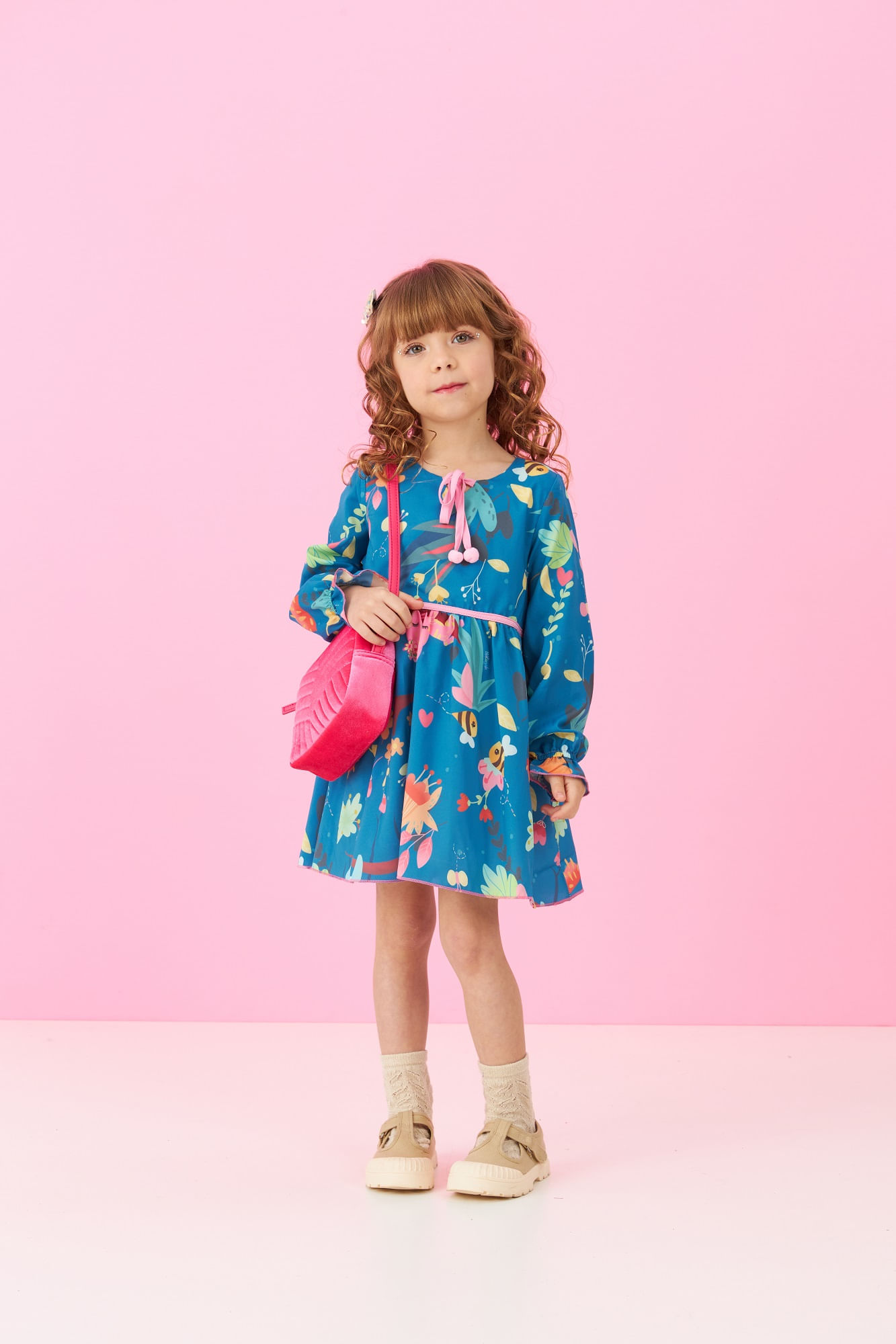 Vestido-Manga-Longa-Amplo-Estampado-Com-Contraste-Rosa