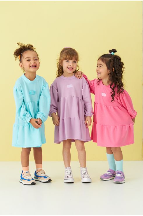 Vestido Manga Longa Em Moletinho