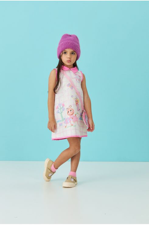 Vestido Com Gola De Camisa E Acompanha Bolsinha
