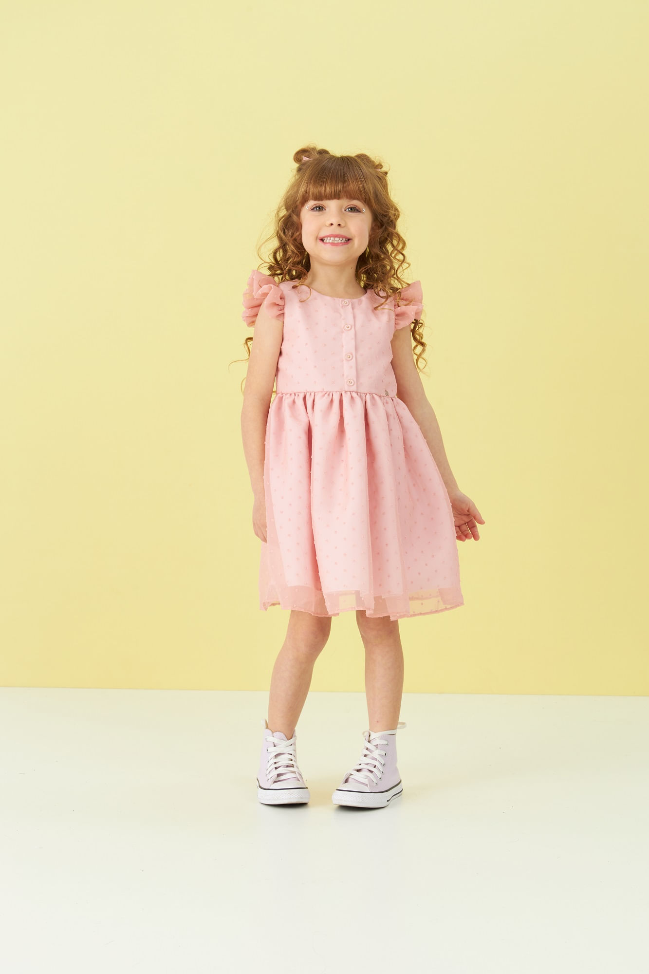 Vestido-De-Festa-Com-Poa-E-Manga-Franzida