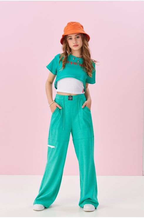 Blusa Cropped Com Sobreposição E Silk