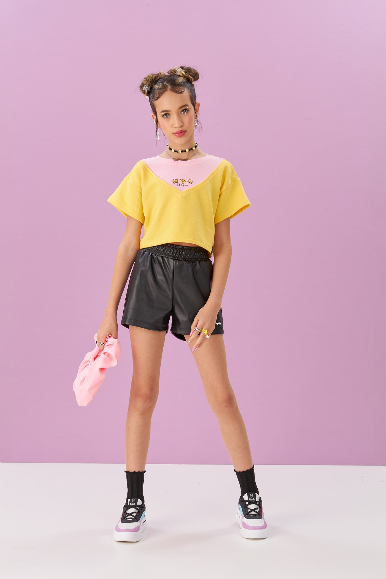 Blusa-Manga-Curta-Cropped-Recorte-Em-Malha-Rosa-Bebe