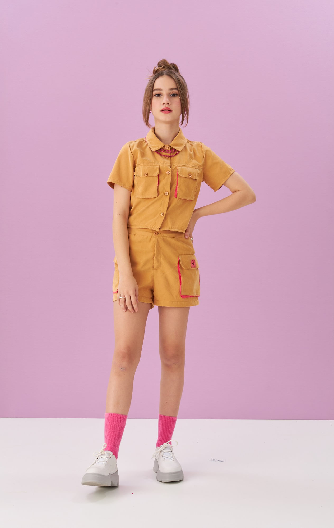 Camisa-De-Manga-Curta-Cropped-Com-Bolso