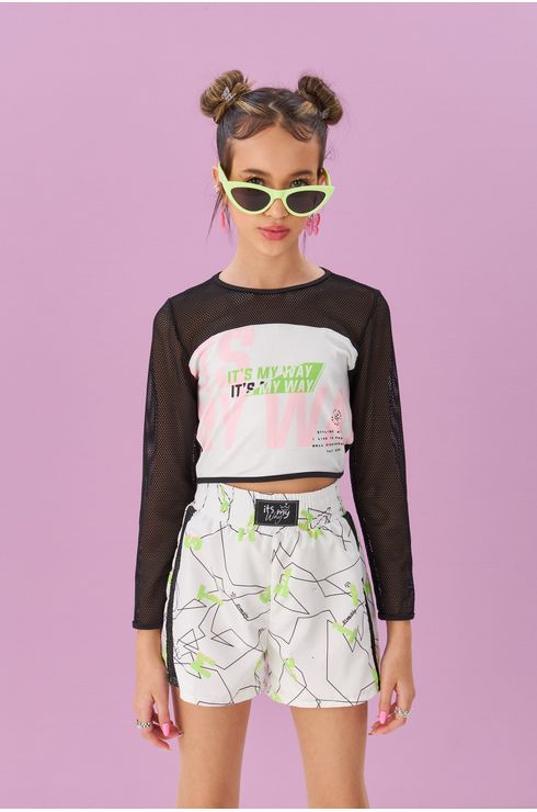 Blusa Manga Longa Em Tela Com Local Frente