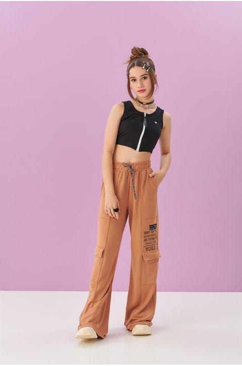 Blusa Canelada Cropped Com Zíper