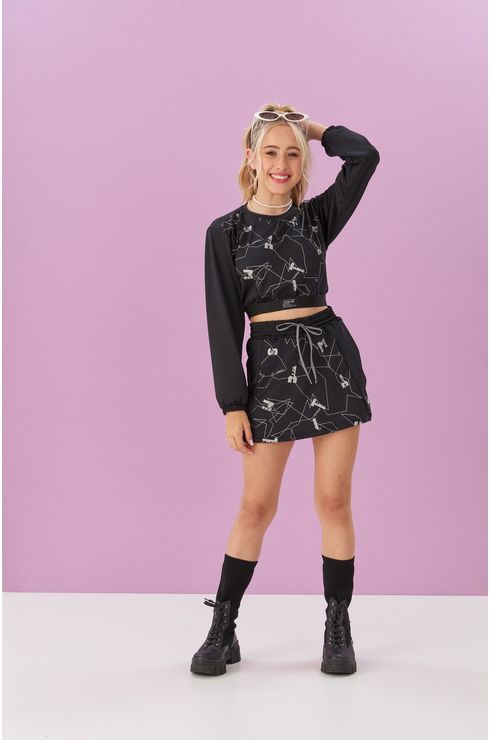 Shorts Saia Com Estampa Em Silver Prata