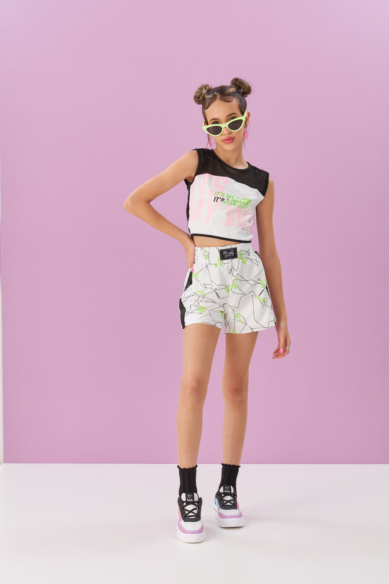 Shorts-Estampado-De--Corta-Vento-Com-Detalhes-Em-Tela