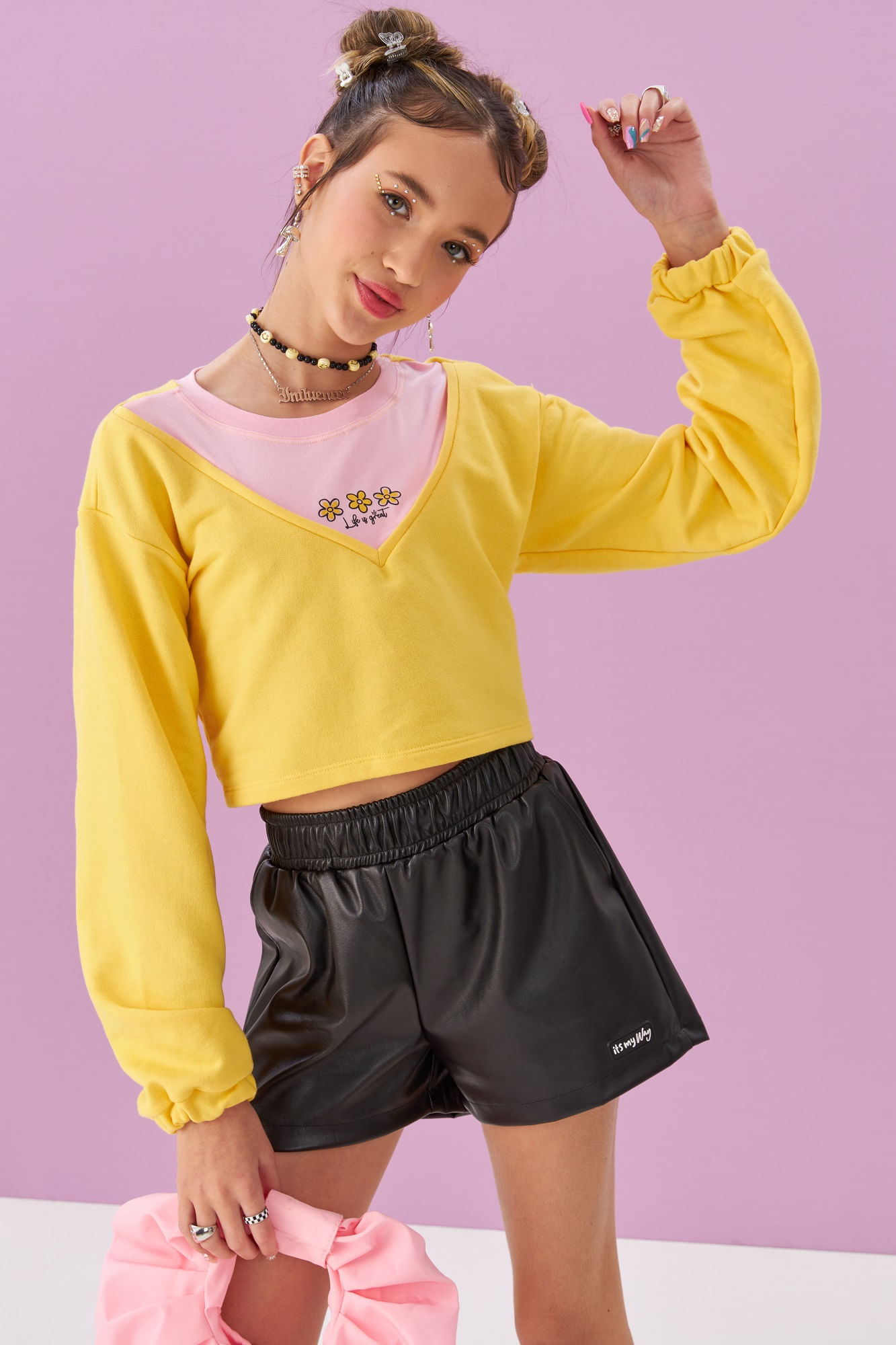 Blusa-Manga-Longa-Cropped-Recorte-Em-Malha-Rosa-Bebe