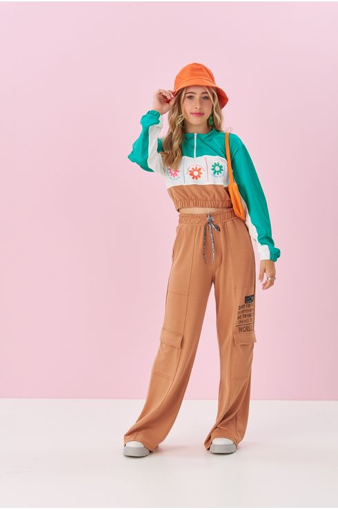 Blusa Manga Longa Com Zíper Para Abertura Frente
