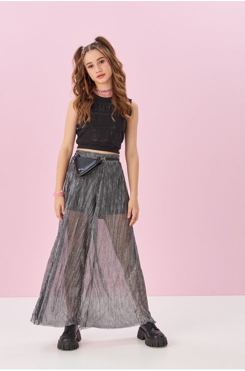 Blusa Cropped Com Strass Frente