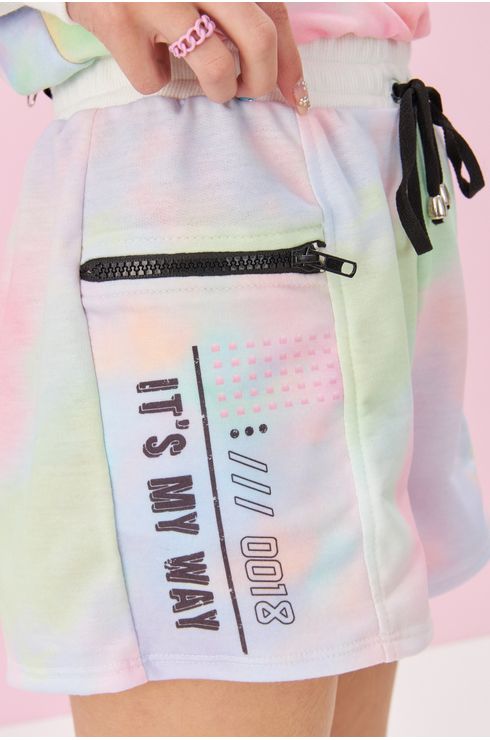 Shorts De Moletinho Com Estampa Candy Color
