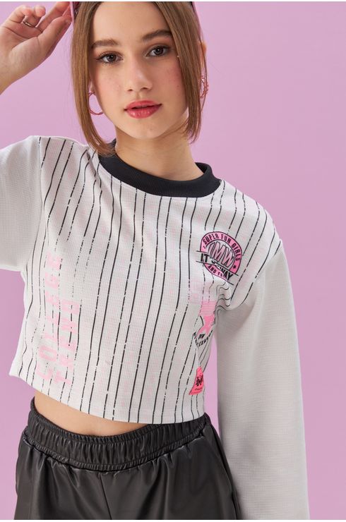 Blusa Manga Longa De Tricot Com Lurex E Detalhes Em Preto