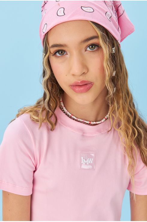 Blusa Manga Curta Em Malha Lisa