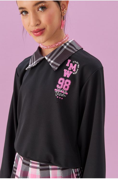 Blusa Manga Longa Com Gola De Camisa