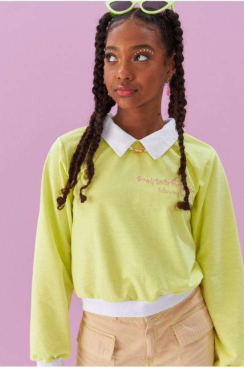 Moletom Manga Longa Com Gola E Silk