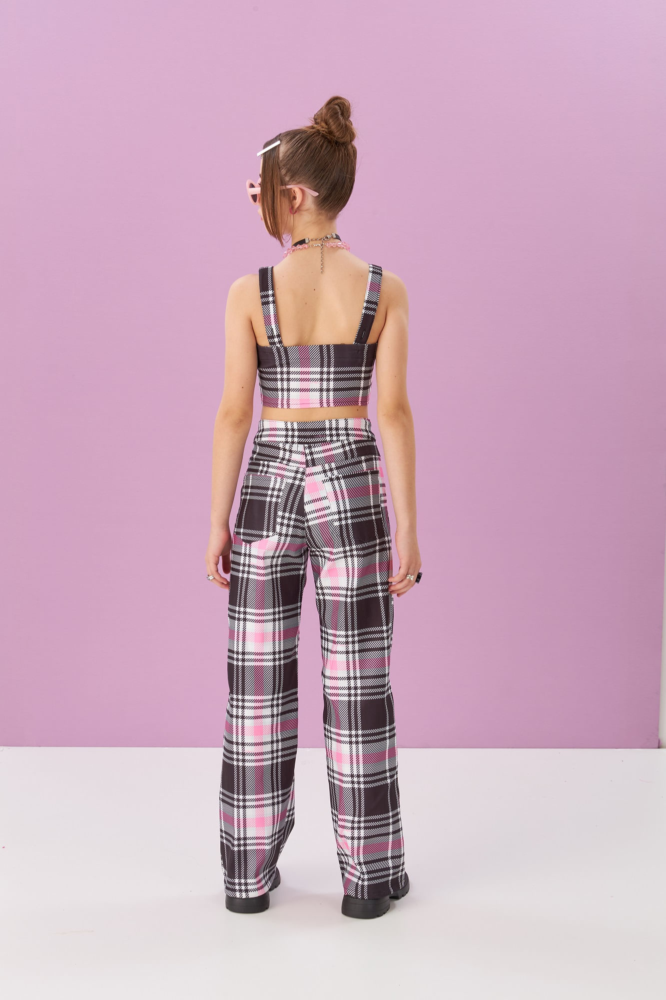 Blusa-Cropped-Xadrez-Com-Ziper-Frente-Para-Abertura