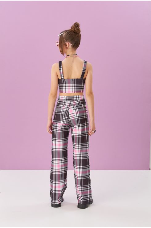 Calça Xadrez Com Bolso Faca
