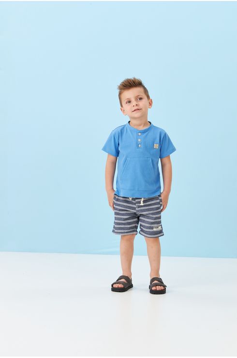 Camisa Piquet Com Bolso Canguru E Galão Frente