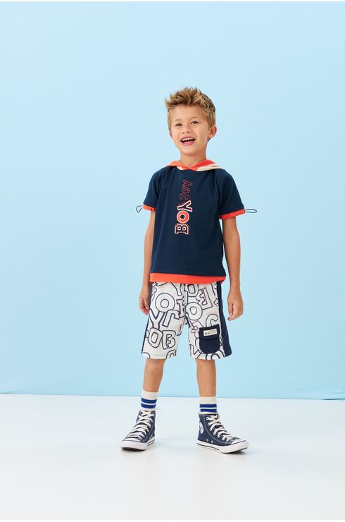 Conjunto Camisa Manga Curta E Bermuda Estampada