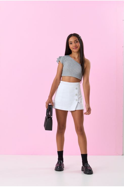Blusa Glitter De Um Ombro Só Com Babados