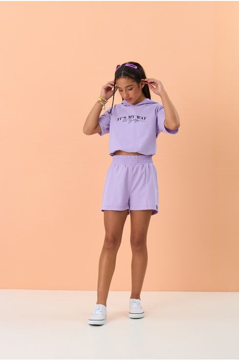 Blusa Crooped Com Capuz Tunel Para Roliço