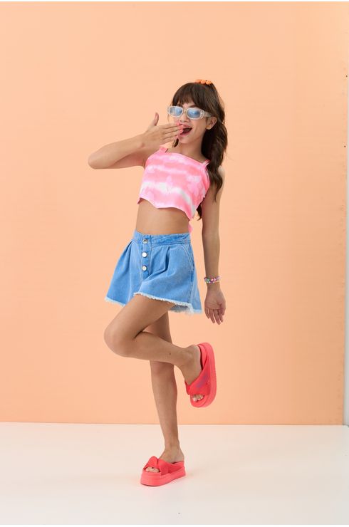 Top Estampado Com Amarração Nas Costas